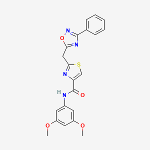 molecular formula C21H18N4O4S B2729425 N-(3,5-dimethoxyphenyl)-2-[(3-phenyl-1,2,4-oxadiazol-5-yl)methyl]-1,3-thiazole-4-carboxamide CAS No. 1251568-03-2