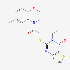 B2729465 3-ethyl-2-{[2-(6-methyl-2,3-dihydro-4H-1,4-benzoxazin-4-yl)-2-oxoethyl]sulfanyl}thieno[3,2-d]pyrimidin-4(3H)-one CAS No. 1252921-88-2