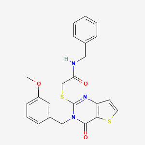 molecular formula C23H21N3O3S2 B2729478 N-benzyl-2-({3-[(3-methoxyphenyl)methyl]-4-oxo-3H,4H-thieno[3,2-d]pyrimidin-2-yl}sulfanyl)acetamide CAS No. 1252929-18-2