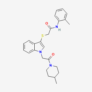 molecular formula C25H29N3O2S B2729488 N-(2-methylphenyl)-2-({1-[2-(4-methylpiperidin-1-yl)-2-oxoethyl]-1H-indol-3-yl}sulfanyl)acetamide CAS No. 878055-60-8