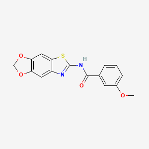 molecular formula C16H12N2O4S B2729556 N-{4,6-dioxa-10-thia-12-azatricyclo[7.3.0.0^{3,7}]dodeca-1(9),2,7,11-tetraen-11-yl}-3-methoxybenzamide CAS No. 892854-60-3