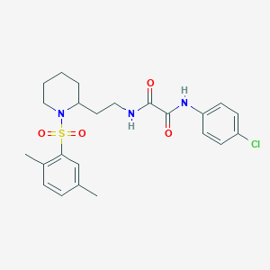 molecular formula C23H28ClN3O4S B2729577 N'-(4-chlorophenyl)-N-{2-[1-(2,5-dimethylbenzenesulfonyl)piperidin-2-yl]ethyl}ethanediamide CAS No. 898407-00-6