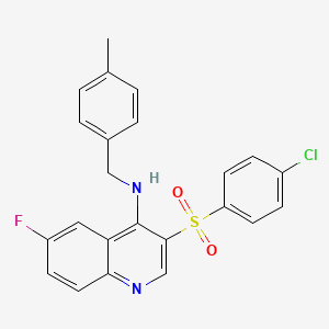 molecular formula C23H18ClFN2O2S B2729598 3-(4-CHLOROBENZENESULFONYL)-6-FLUORO-N-[(4-METHYLPHENYL)METHYL]QUINOLIN-4-AMINE CAS No. 895642-10-1