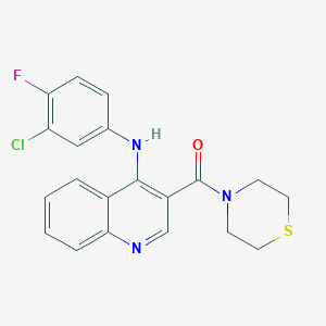 molecular formula C20H17ClFN3OS B2729604 N-(3-chloro-4-fluorophenyl)-3-(thiomorpholine-4-carbonyl)quinolin-4-amine CAS No. 1358267-01-2