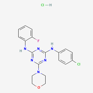 B2729626 N2-(4-chlorophenyl)-N4-(2-fluorophenyl)-6-morpholino-1,3,5-triazine-2,4-diamine hydrochloride CAS No. 1179432-84-8