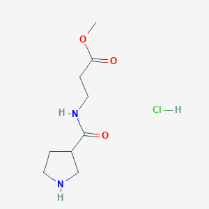 molecular formula C9H17ClN2O3 B2729640 Methyl 3-(pyrrolidine-3-carbonylamino)propanoate;hydrochloride CAS No. 1590717-51-3
