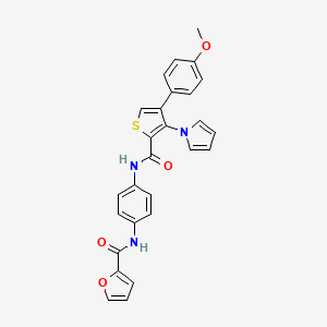 molecular formula C27H21N3O4S B2729642 N-{4-[4-(4-methoxyphenyl)-3-(1H-pyrrol-1-yl)thiophene-2-amido]phenyl}furan-2-carboxamide CAS No. 1207058-72-7