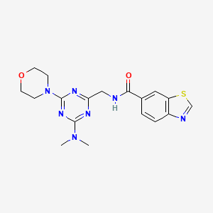 molecular formula C18H21N7O2S B2729646 N-((4-(dimethylamino)-6-morpholino-1,3,5-triazin-2-yl)methyl)benzo[d]thiazole-6-carboxamide CAS No. 2034408-80-3