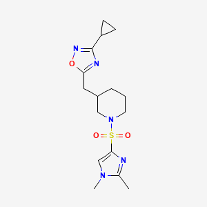 3-cyclopropyl-5-((1-((1,2-dimethyl-1H-imidazol-4-yl)sulfonyl)piperidin-3-yl)methyl)-1,2,4-oxadiazole