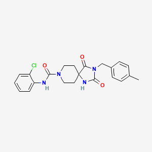 molecular formula C22H23ClN4O3 B2729679 N-(2-chlorophenyl)-3-[(4-methylphenyl)methyl]-2,4-dioxo-1,3,8-triazaspiro[4.5]decane-8-carboxamide CAS No. 1021127-42-3