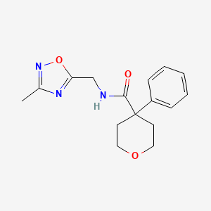 molecular formula C16H19N3O3 B2729683 N-[(3-methyl-1,2,4-oxadiazol-5-yl)methyl]-4-phenyloxane-4-carboxamide CAS No. 1235058-75-9