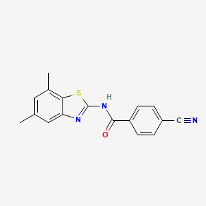 4-cyano-N-(5,7-dimethyl-1,3-benzothiazol-2-yl)benzamide