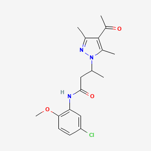3-(4-acetyl-3,5-dimethylpyrazolyl)-N-(5-chloro-2-methoxyphenyl)butanamide