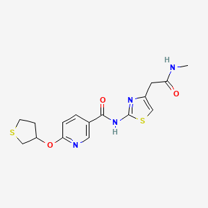 molecular formula C16H18N4O3S2 B2729706 N-(4-(2-(methylamino)-2-oxoethyl)thiazol-2-yl)-6-((tetrahydrothiophen-3-yl)oxy)nicotinamide CAS No. 2034494-95-4