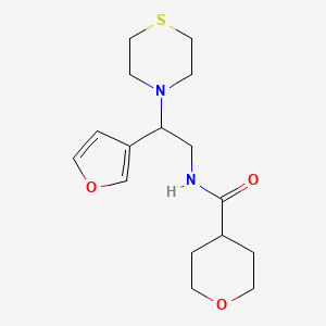 molecular formula C16H24N2O3S B2729711 N-[2-(furan-3-yl)-2-(thiomorpholin-4-yl)ethyl]oxane-4-carboxamide CAS No. 2034514-07-1