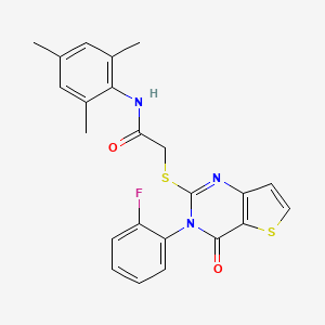 2-{[3-(2-fluorophenyl)-4-oxo-3,4-dihydrothieno[3,2-d]pyrimidin-2-yl]sulfanyl}-N-(2,4,6-trimethylphenyl)acetamide