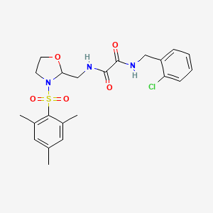 molecular formula C22H26ClN3O5S B2729766 N1-(2-chlorobenzyl)-N2-((3-(mesitylsulfonyl)oxazolidin-2-yl)methyl)oxalamide CAS No. 868982-98-3