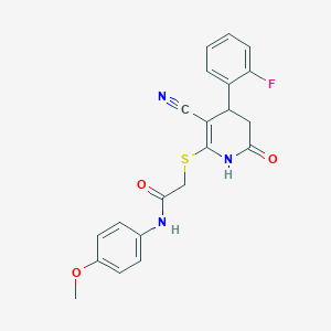 2-{[3-cyano-4-(2-fluorophenyl)-6-oxo-1,4,5,6-tetrahydropyridin-2-yl]sulfanyl}-N-(4-methoxyphenyl)acetamide