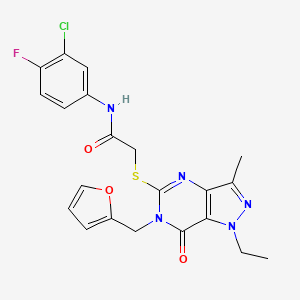 N-(3-chloro-4-fluorophenyl)-2-((1-ethyl-6-(furan-2-ylmethyl)-3-methyl-7-oxo-6,7-dihydro-1H-pyrazolo[4,3-d]pyrimidin-5-yl)thio)acetamide