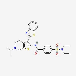 molecular formula C28H32N4O3S3 B2729844 N-[3-(1,3-benzothiazol-2-yl)-6-(propan-2-yl)-4H,5H,6H,7H-thieno[2,3-c]pyridin-2-yl]-4-(diethylsulfamoyl)benzamide CAS No. 449768-83-6