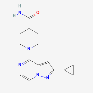 1-(2-Cyclopropylpyrazolo[1,5-a]pyrazin-4-yl)piperidine-4-carboxamide