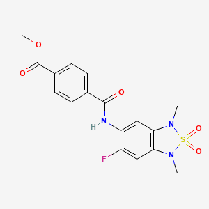 molecular formula C17H16FN3O5S B2729946 Methyl 4-((6-fluoro-1,3-dimethyl-2,2-dioxido-1,3-dihydrobenzo[c][1,2,5]thiadiazol-5-yl)carbamoyl)benzoate CAS No. 2034242-07-2