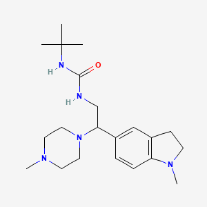molecular formula C21H35N5O B2729972 1-(Tert-butyl)-3-(2-(1-methylindolin-5-yl)-2-(4-methylpiperazin-1-yl)ethyl)urea CAS No. 1171138-28-5