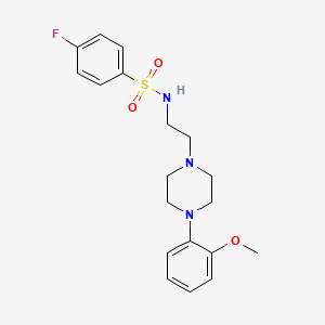 molecular formula C19H24FN3O3S B2729980 4-fluoro-N-(2-(4-(2-methoxyphenyl)piperazin-1-yl)ethyl)benzenesulfonamide CAS No. 1049446-67-4