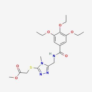molecular formula C20H28N4O6S B2730001 methyl 2-[(4-methyl-5-{[(3,4,5-triethoxyphenyl)formamido]methyl}-4H-1,2,4-triazol-3-yl)sulfanyl]acetate CAS No. 689750-20-7