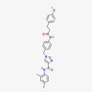 molecular formula C28H27FN4O3 B2730016 N-(4-fluoro-2-methylphenyl)-1-({4-[3-(4-methoxyphenyl)propanamido]phenyl}methyl)-1H-imidazole-4-carboxamide CAS No. 1251623-29-6