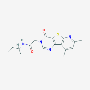 molecular formula C17H20N4O2S B2730027 N-butan-2-yl-2-(11,13-dimethyl-6-oxo-8-thia-3,5,10-triazatricyclo[7.4.0.02,7]trideca-1(9),2(7),3,10,12-pentaen-5-yl)acetamide CAS No. 1223937-22-1