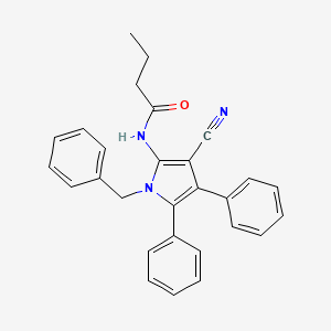 molecular formula C28H25N3O B2730044 N-(1-benzyl-3-cyano-4,5-diphenyl-1H-pyrrol-2-yl)butanamide CAS No. 477887-16-4
