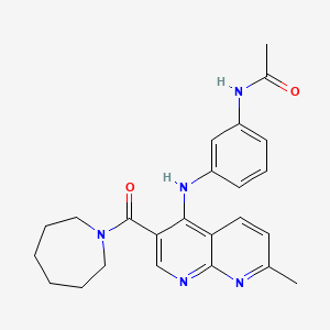 molecular formula C24H27N5O2 B2730081 N-(3-{[3-(azepane-1-carbonyl)-7-methyl-1,8-naphthyridin-4-yl]amino}phenyl)acetamide CAS No. 1251633-09-6