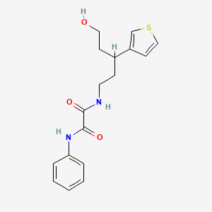 molecular formula C17H20N2O3S B2730093 N-[5-hydroxy-3-(thiophen-3-yl)pentyl]-N'-phenylethanediamide CAS No. 2097866-44-7