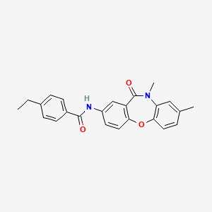 molecular formula C24H22N2O3 B2730168 N-(8,10-dimethyl-11-oxo-10,11-dihydrodibenzo[b,f][1,4]oxazepin-2-yl)-4-ethylbenzamide CAS No. 1209573-45-4