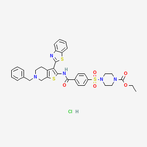 Ethyl 4-((4-((3-(benzo[d]thiazol-2-yl)-6-benzyl-4,5,6,7-tetrahydrothieno[2,3-c]pyridin-2-yl)carbamoyl)phenyl)sulfonyl)piperazine-1-carboxylate hydrochloride