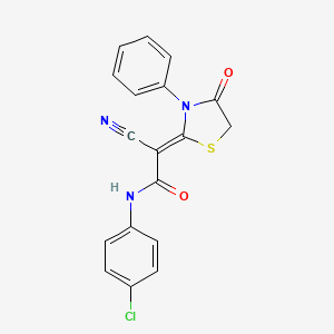 (2Z)-N-(4-chlorophenyl)-2-cyano-2-(4-oxo-3-phenyl-1,3-thiazolidin-2-ylidene)ethanamide