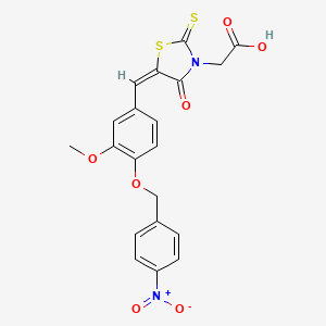 (E)-2-(5-(3-methoxy-4-((4-nitrobenzyl)oxy)benzylidene)-4-oxo-2-thioxothiazolidin-3-yl)acetic acid