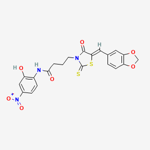 (Z)-4-(5-(benzo[d][1,3]dioxol-5-ylmethylene)-4-oxo-2-thioxothiazolidin-3-yl)-N-(2-hydroxy-4-nitrophenyl)butanamide