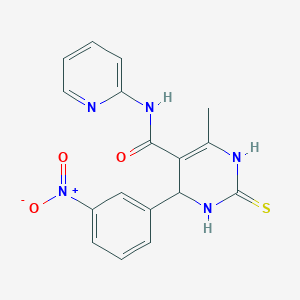6-methyl-4-(3-nitrophenyl)-N-pyridin-2-yl-2-sulfanylidene-3,4-dihydro-1H-pyrimidine-5-carboxamide