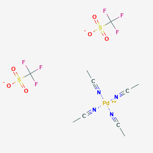 molecular formula C10H12F6N4O6PdS2 B2730263 Tetrakis(acetonitrile)palladium(II) Ditriflate CAS No. 68569-14-2