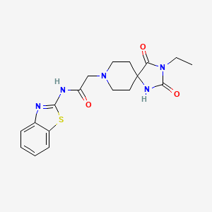 molecular formula C18H21N5O3S B2730279 N-(1,3-benzothiazol-2-yl)-2-{3-ethyl-2,4-dioxo-1,3,8-triazaspiro[4.5]decan-8-yl}acetamide CAS No. 923221-59-4