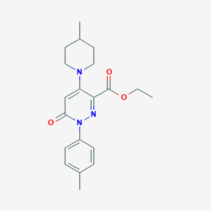 molecular formula C20H25N3O3 B2730287 Ethyl 4-(4-methylpiperidin-1-yl)-6-oxo-1-(p-tolyl)-1,6-dihydropyridazine-3-carboxylate CAS No. 922068-11-9