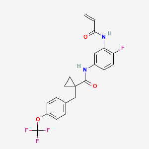 N-[4-Fluoro-3-(prop-2-enoylamino)phenyl]-1-[[4-(trifluoromethoxy)phenyl]methyl]cyclopropane-1-carboxamide