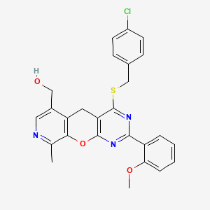 (4-((4-chlorobenzyl)thio)-2-(2-methoxyphenyl)-9-methyl-5H-pyrido[4',3':5,6]pyrano[2,3-d]pyrimidin-6-yl)methanol