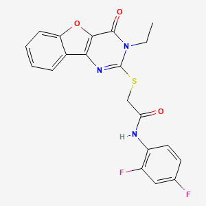 molecular formula C20H15F2N3O3S B2730326 N-(2,4-difluorophenyl)-2-({5-ethyl-6-oxo-8-oxa-3,5-diazatricyclo[7.4.0.0^{2,7}]trideca-1(9),2(7),3,10,12-pentaen-4-yl}sulfanyl)acetamide CAS No. 899962-19-7