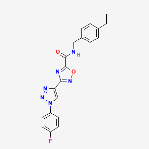 molecular formula C20H17FN6O2 B2730380 N-[(4-ethylphenyl)methyl]-3-[1-(4-fluorophenyl)-1H-1,2,3-triazol-4-yl]-1,2,4-oxadiazole-5-carboxamide CAS No. 1251697-56-9