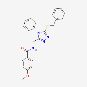 molecular formula C24H22N4O2S B2730394 N-{[5-(benzylsulfanyl)-4-phenyl-4H-1,2,4-triazol-3-yl]methyl}-4-methoxybenzamide CAS No. 476431-50-2