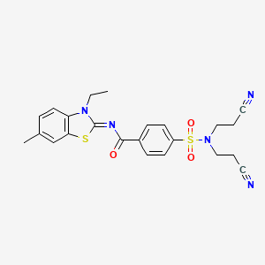 (E)-4-(N,N-bis(2-cyanoethyl)sulfamoyl)-N-(3-ethyl-6-methylbenzo[d]thiazol-2(3H)-ylidene)benzamide