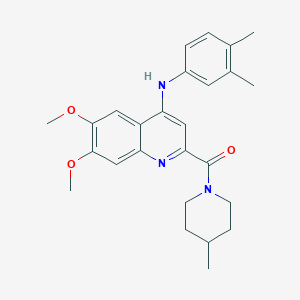 molecular formula C26H31N3O3 B2730435 N-(3,4-dimethylphenyl)-6,7-dimethoxy-2-(4-methylpiperidine-1-carbonyl)quinolin-4-amine CAS No. 1226448-63-0